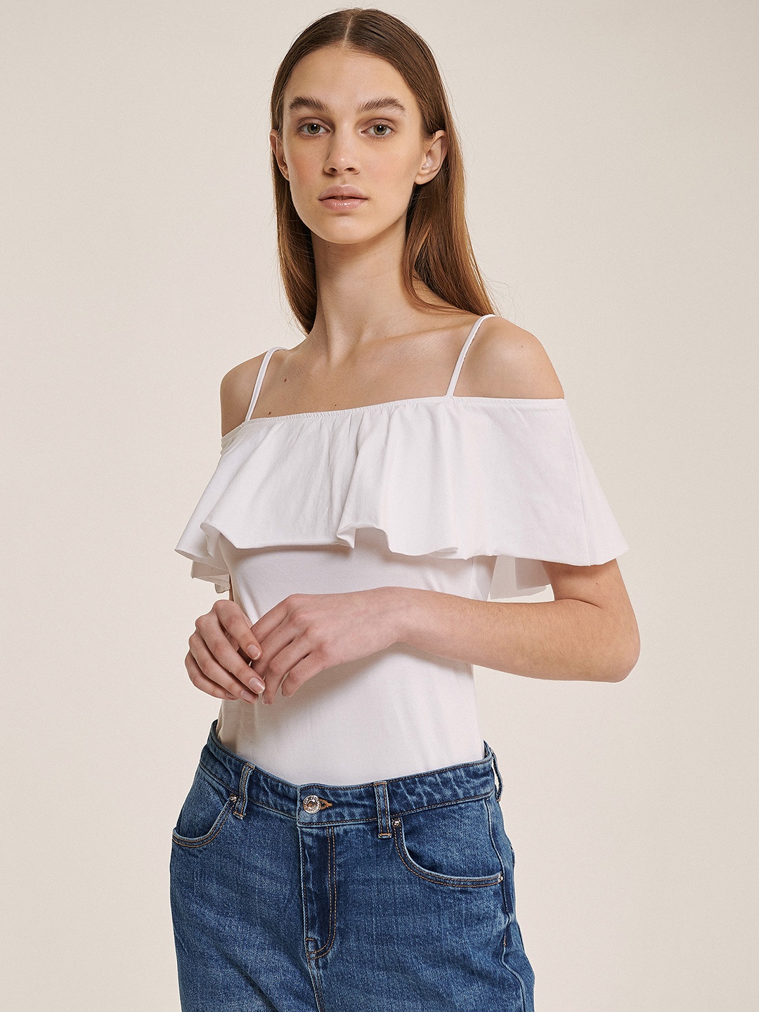 

ALCOTT Flared Sleeve Layered Bodysuit, White