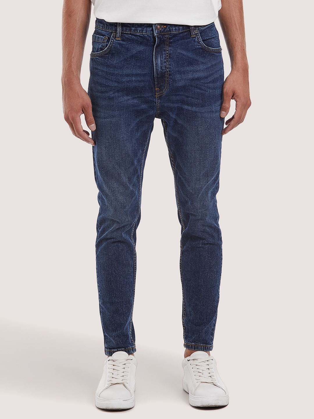 

ALCOTT Men Relaxed Fit Light Fade Stretchable Jeans, Navy blue