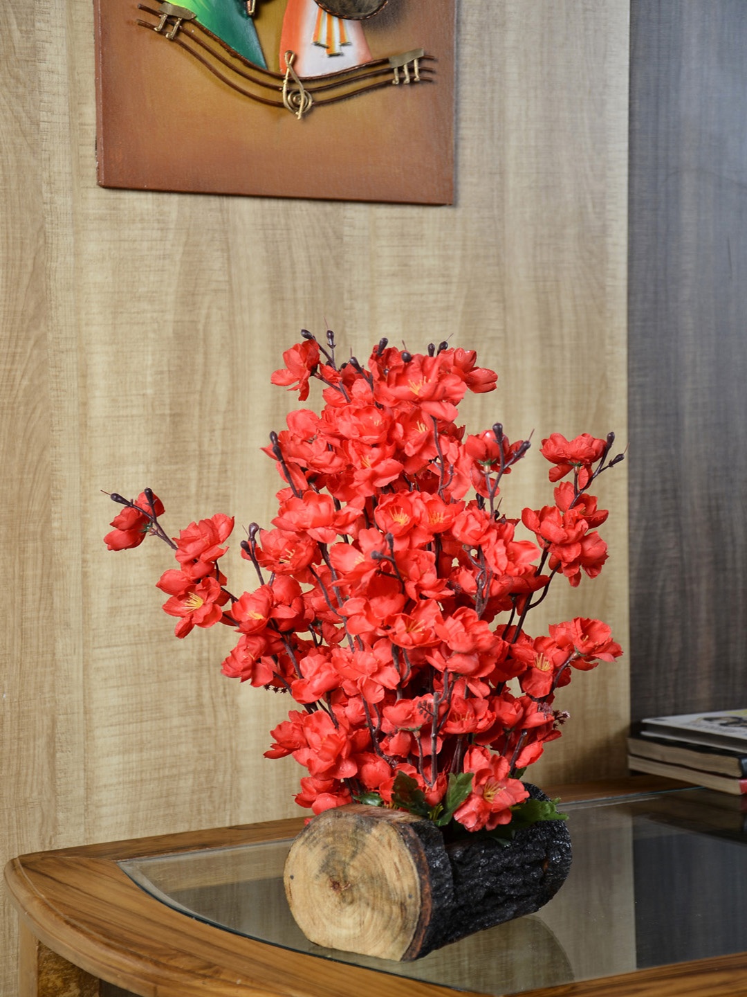

fancy mart Red Artificial Blossom Plant with Pot