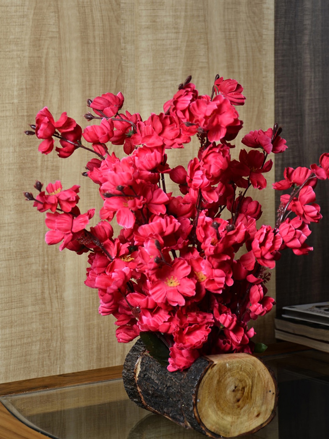 

fancy mart Red Artificial Blossom Plant with Pot