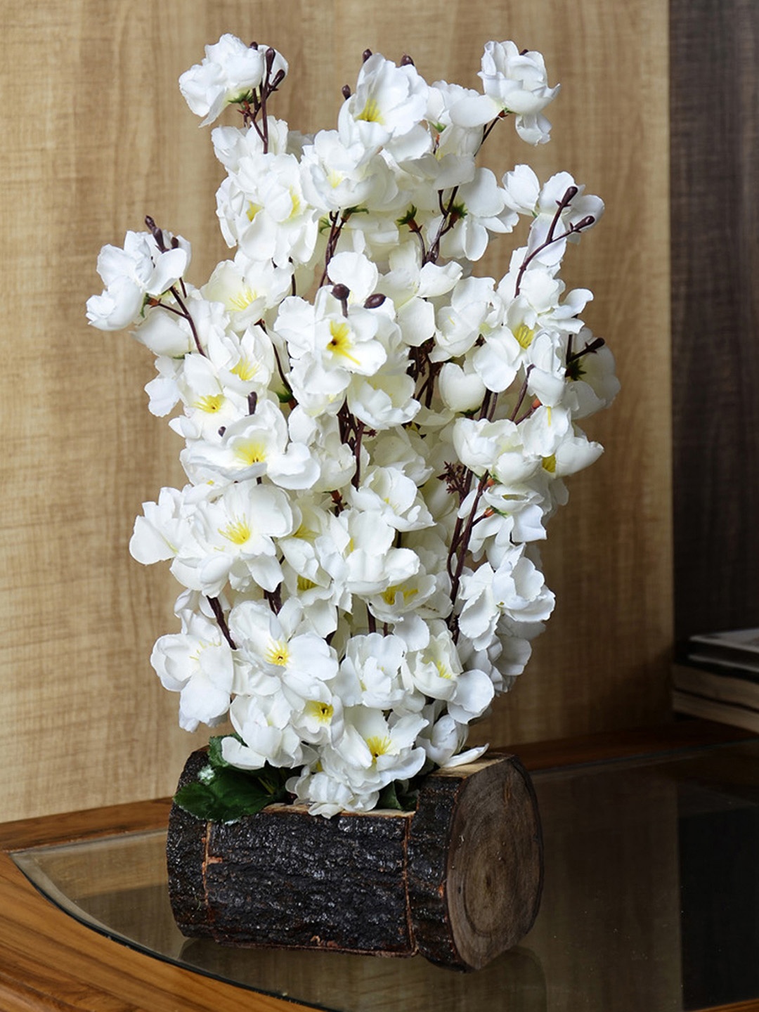 

fancy mart White Artificial Blossom Plant with Pot