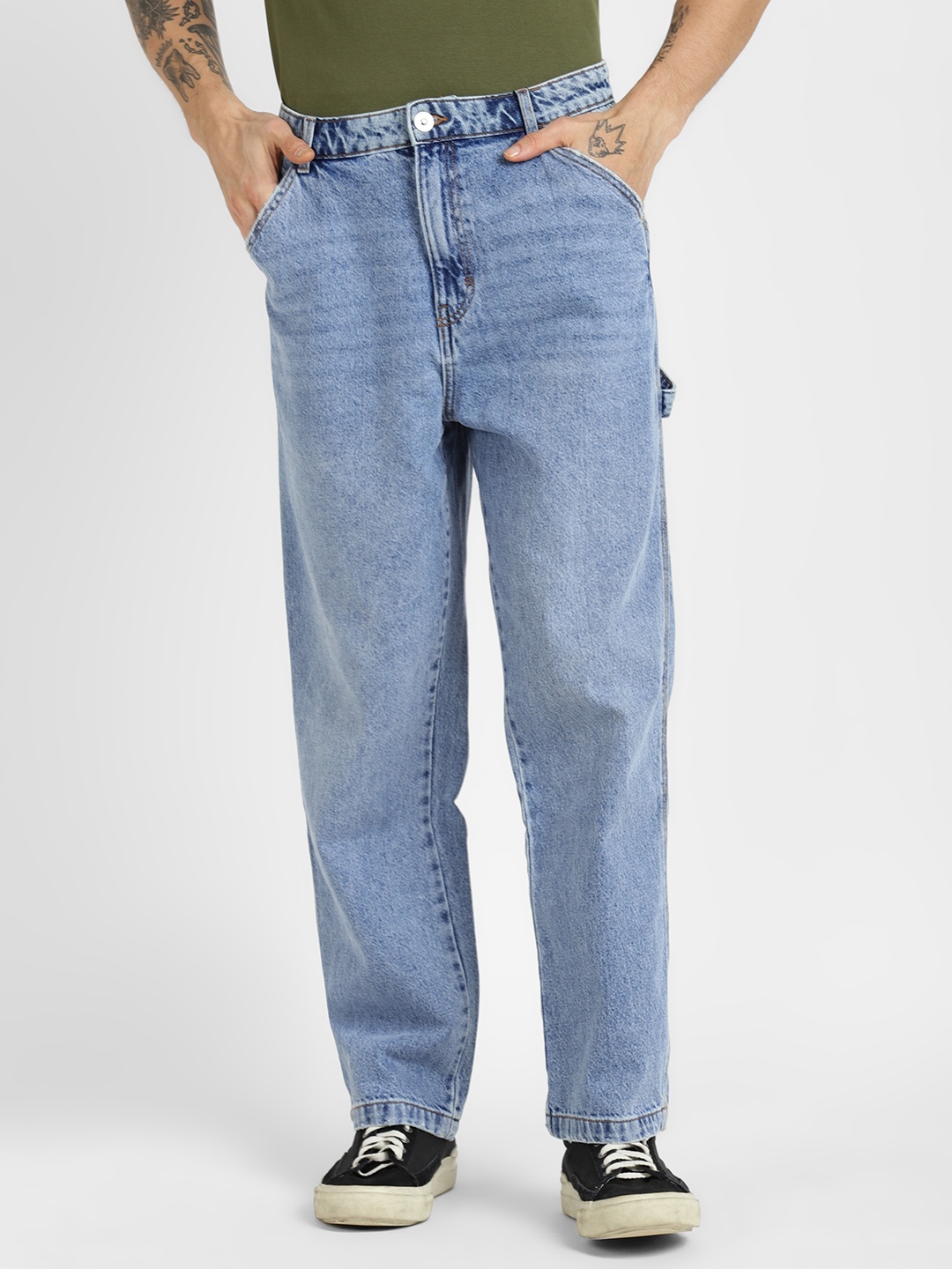 

ALCOTT Men Cotton Relaxed Fit Light Fade Jeans, Blue