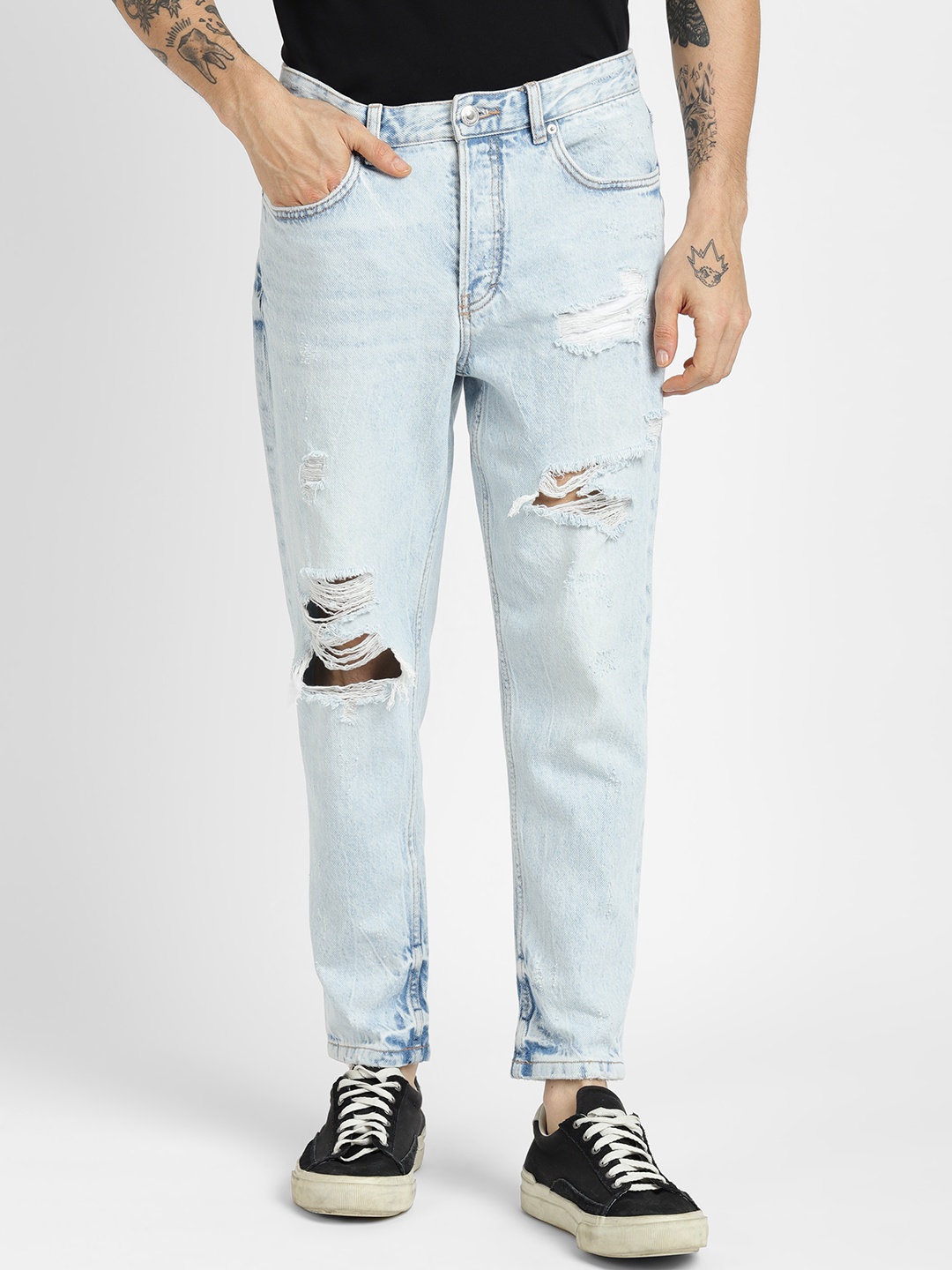

ALCOTT Men Slim Fit Highly Distressed Light Fade Stretchable Jeans, Blue