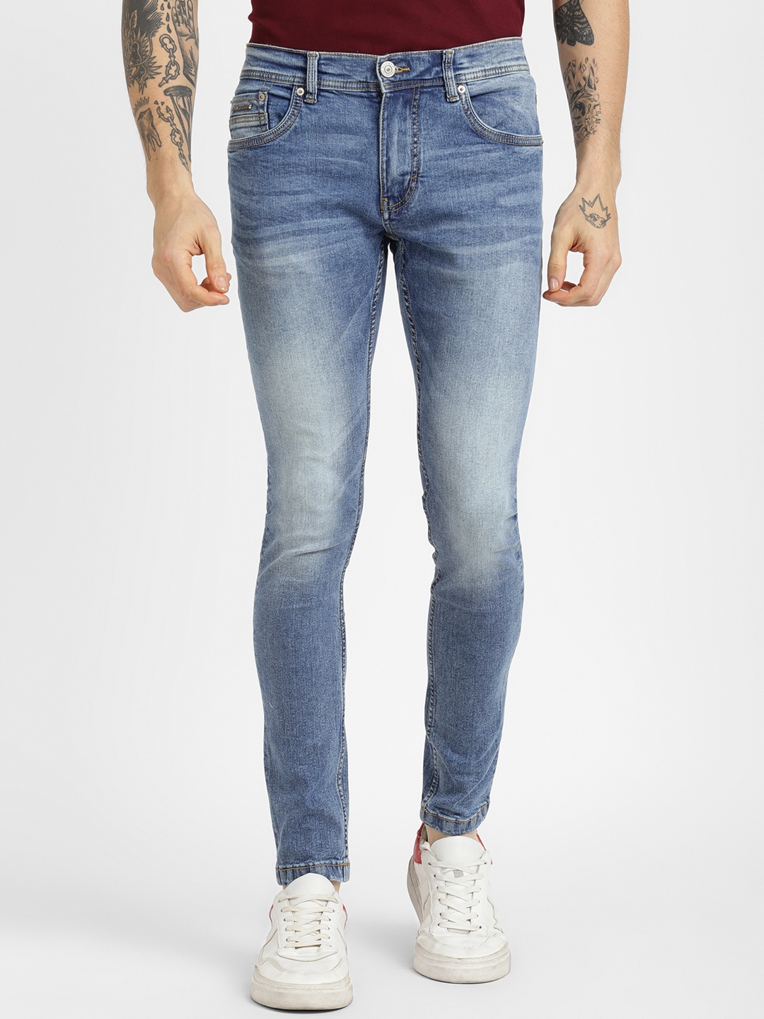 

ALCOTT Men Super Skinny Fit Light Fade Stretchable Jeans, Blue