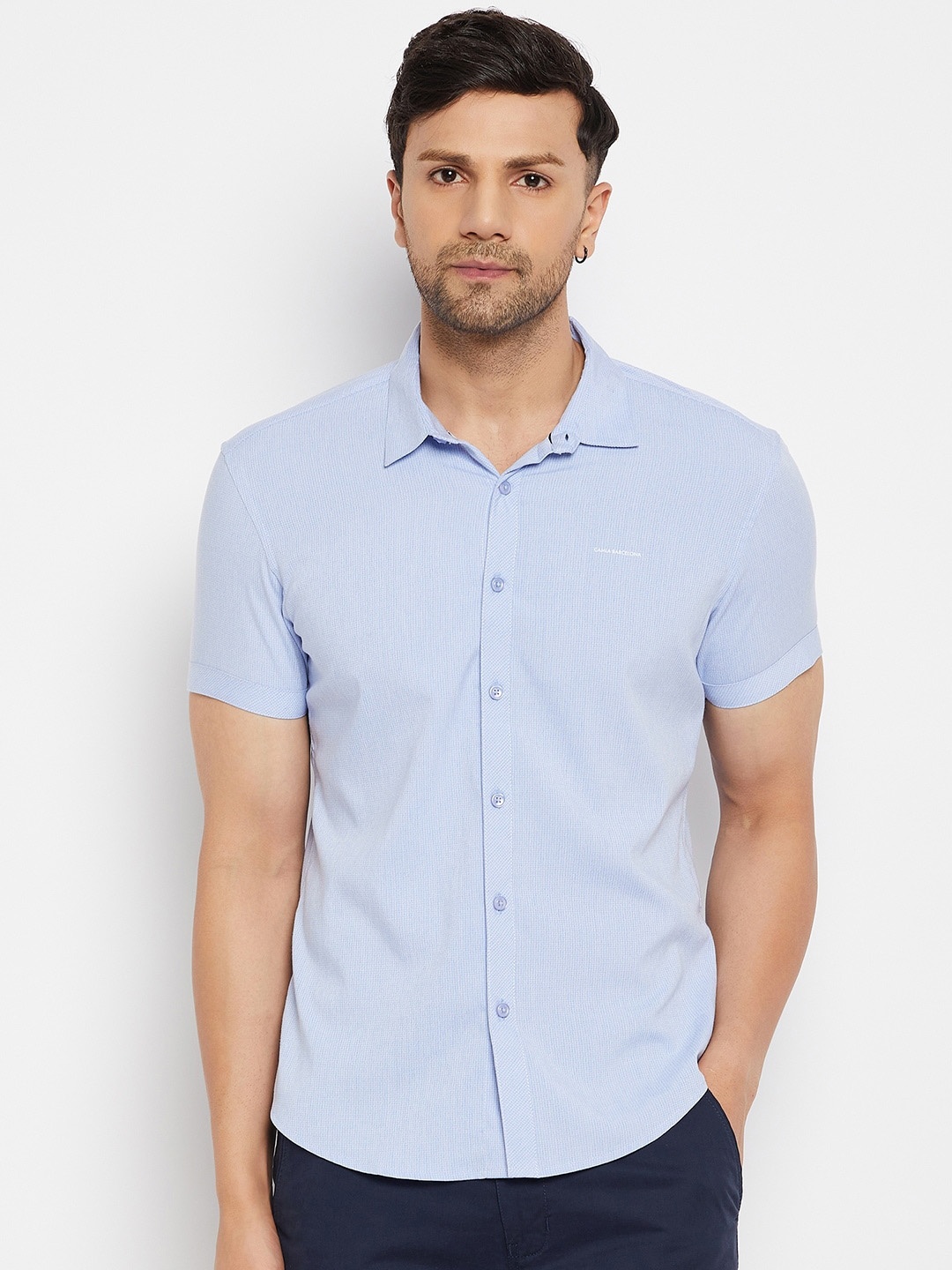 

CAMLA Men Cotton Opaque Casual Shirt, Blue