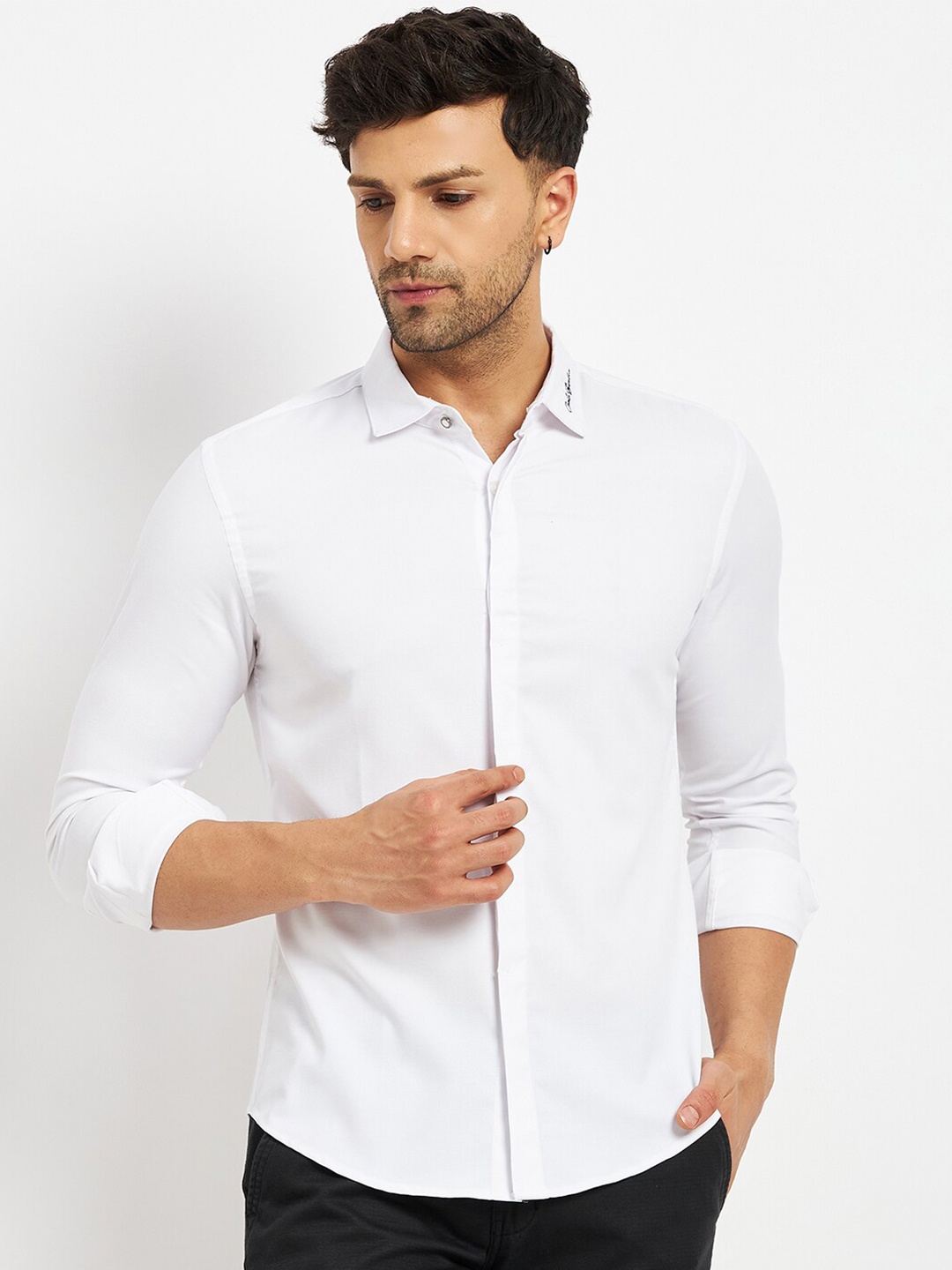 

CAMLA Spread Collar Cotton Casual Shirt, White