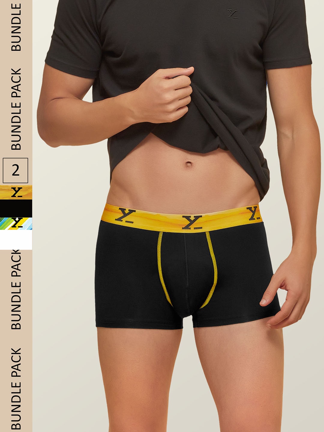 

XYXX Men IntelliSoft Antimicrobial Micro Modal Pack of 2 Dynamo Trunks XYTRNK2PCKN112, Black