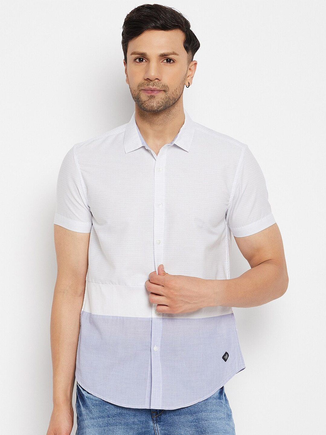 

CAMLA Men Colourblocked Cotton Opaque Casual Shirt, Blue