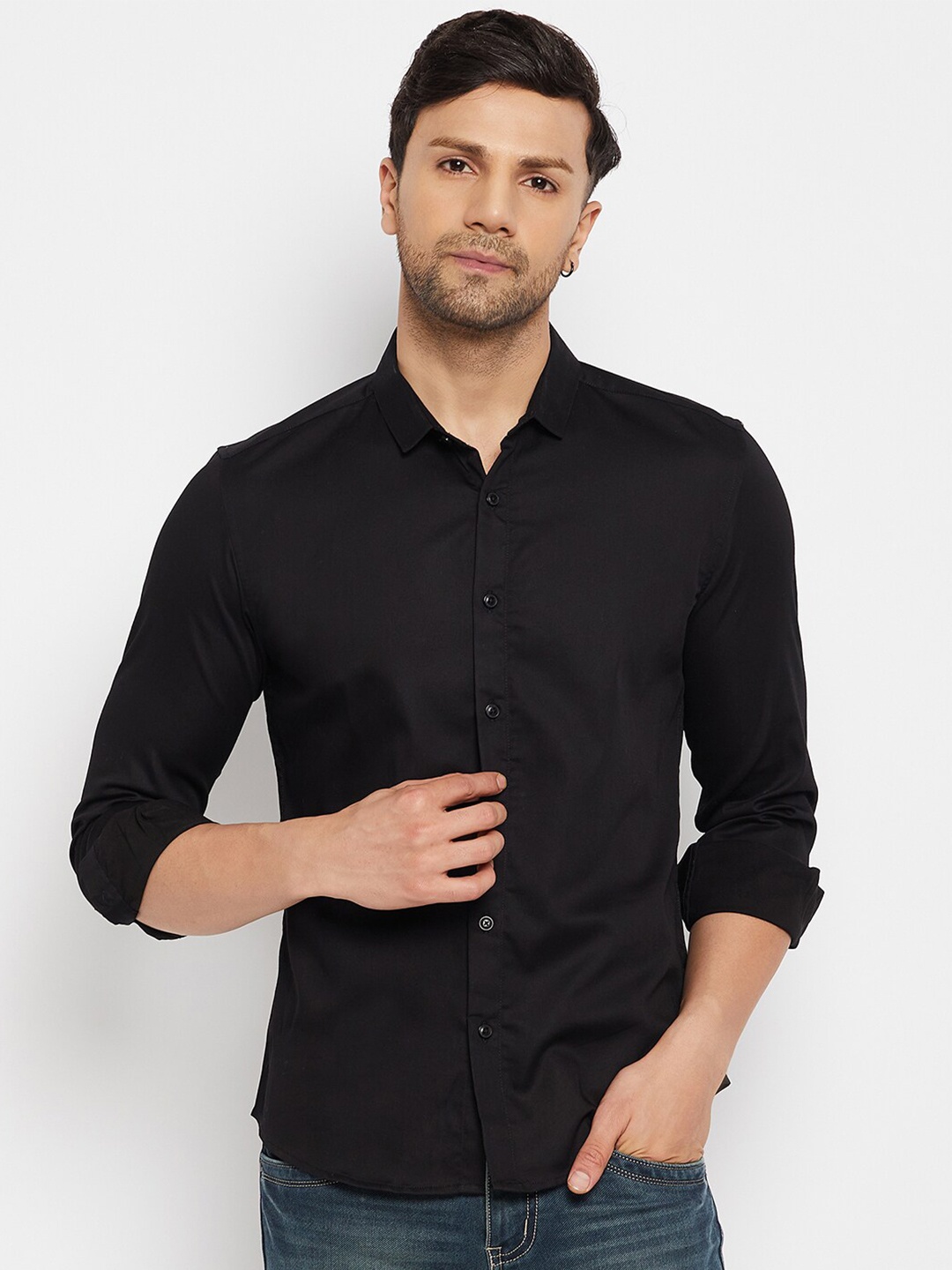 

CAMLA Men Cotton Opaque Casual Shirt, Black