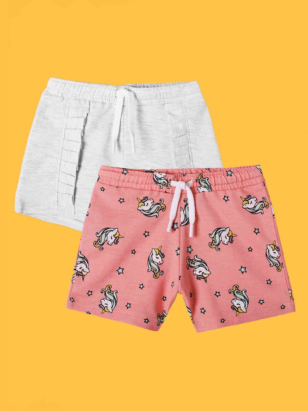 

Anthrilo Girls Pack Of 2 High-Rise Cotton Shorts, Pink