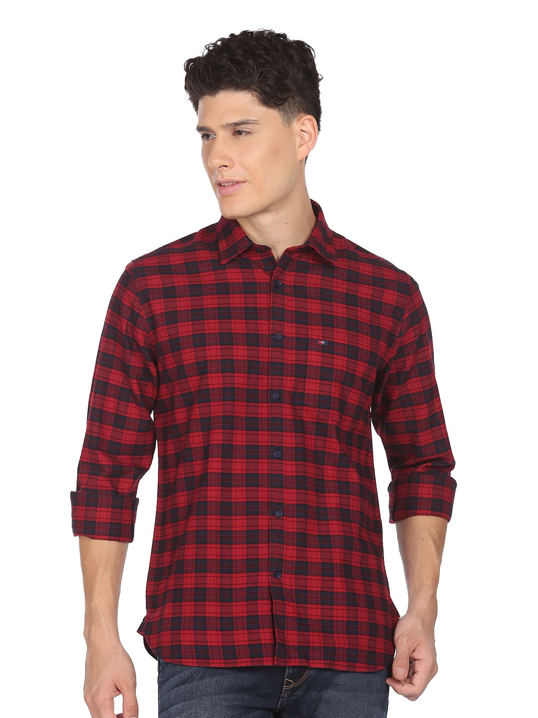 

AD By Arvind Buffalo Checked Pure Cotton Casual Shirt, Red