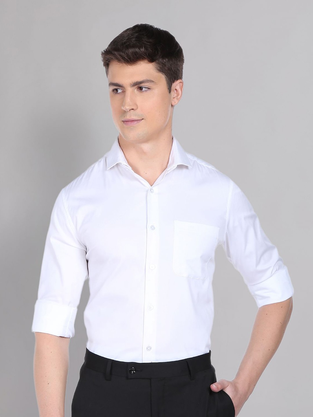 

AD By Arvind Spread Collar Cotton Formal Shirt, White