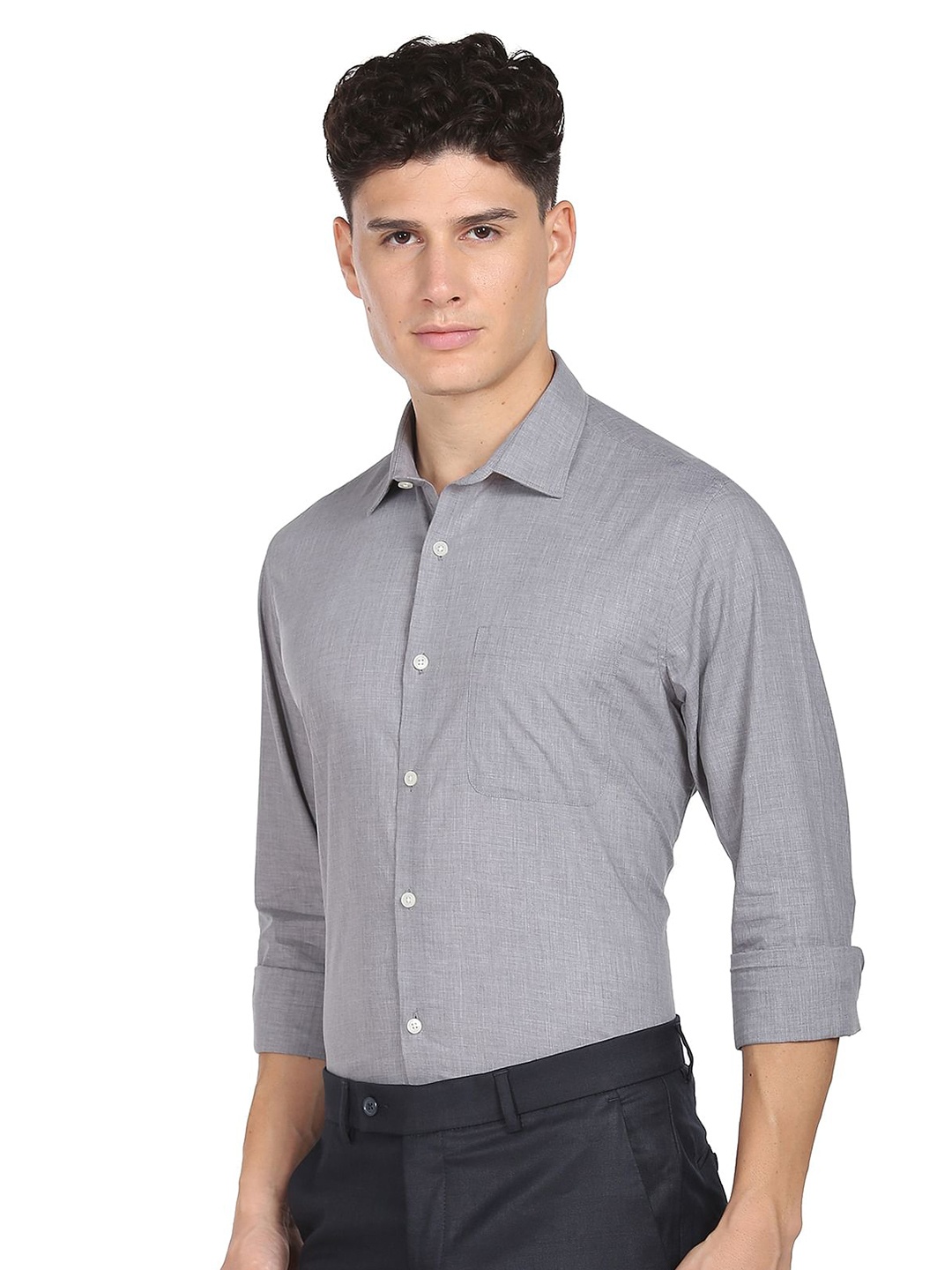

AD By Arvind Pure Cotton Formal Shirt, Grey