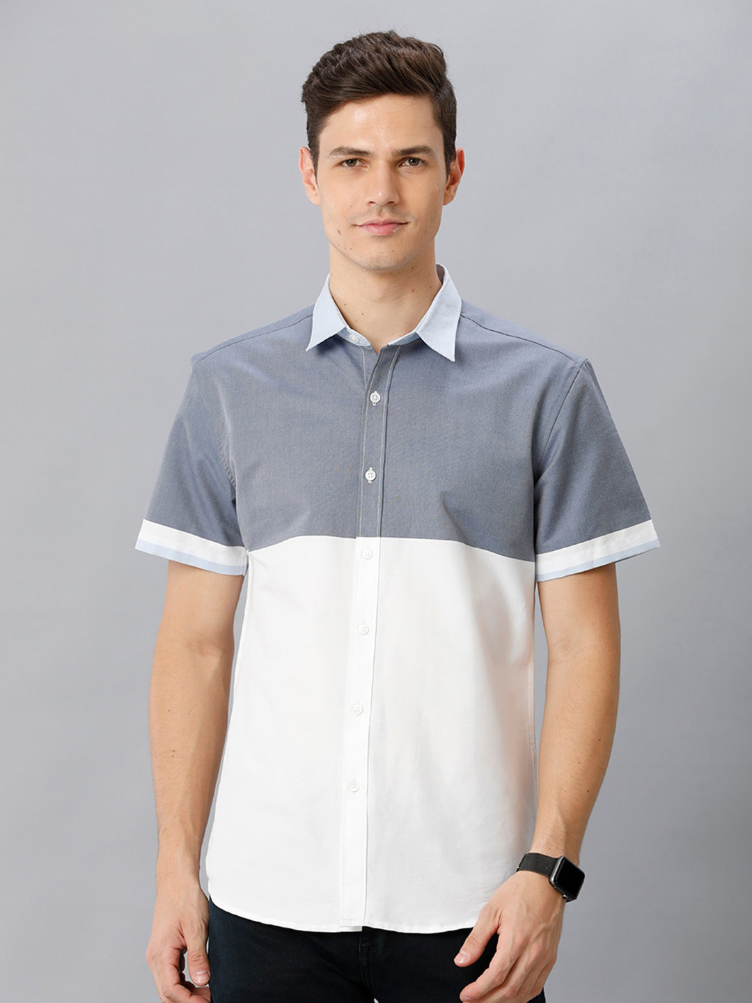 

YOVISH colourblocked Comfort Opaque Cotton Casual Shirt, White