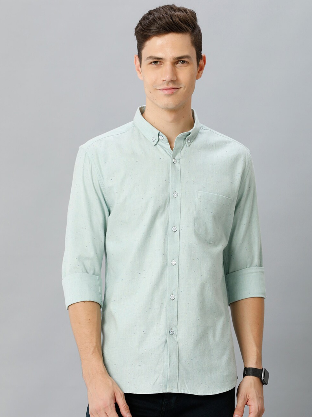 

YOVISH Printed Comfort Opaque Cotton Casual Shirt, Green