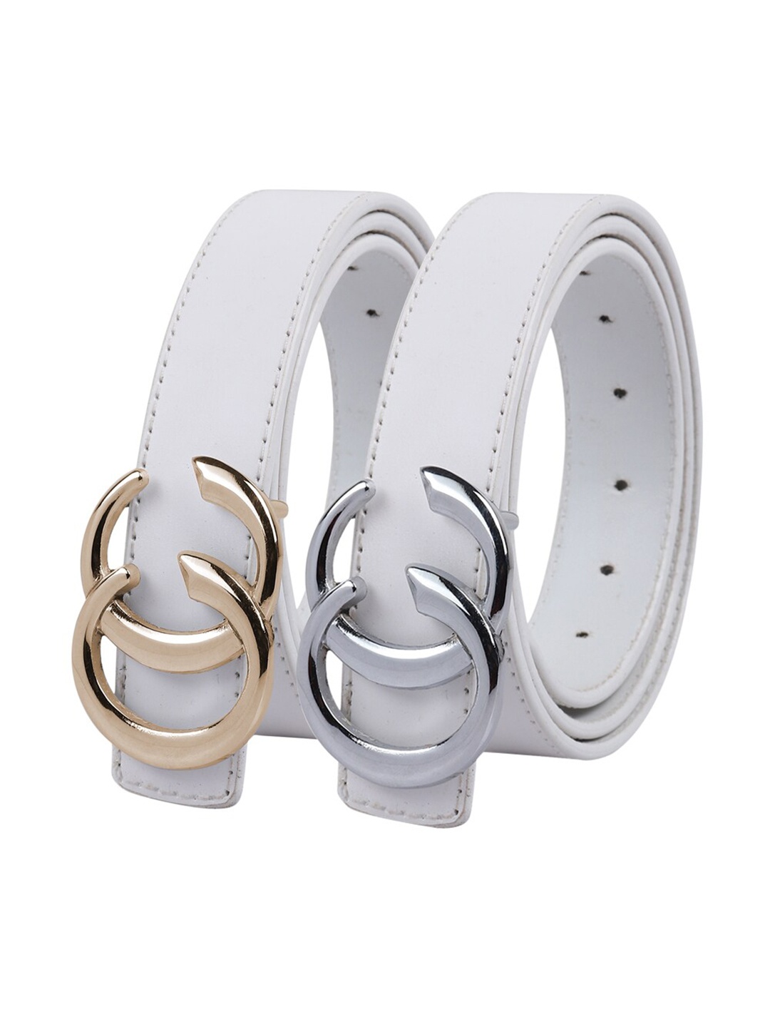 

DressBerry Women Pack of 2 Belt, White