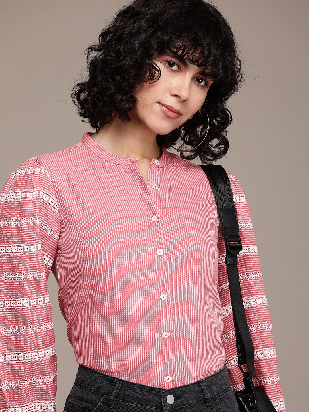 

The Roadster Lifestyle Co. Pure Cotton Striped Casual Shirt, Mauve