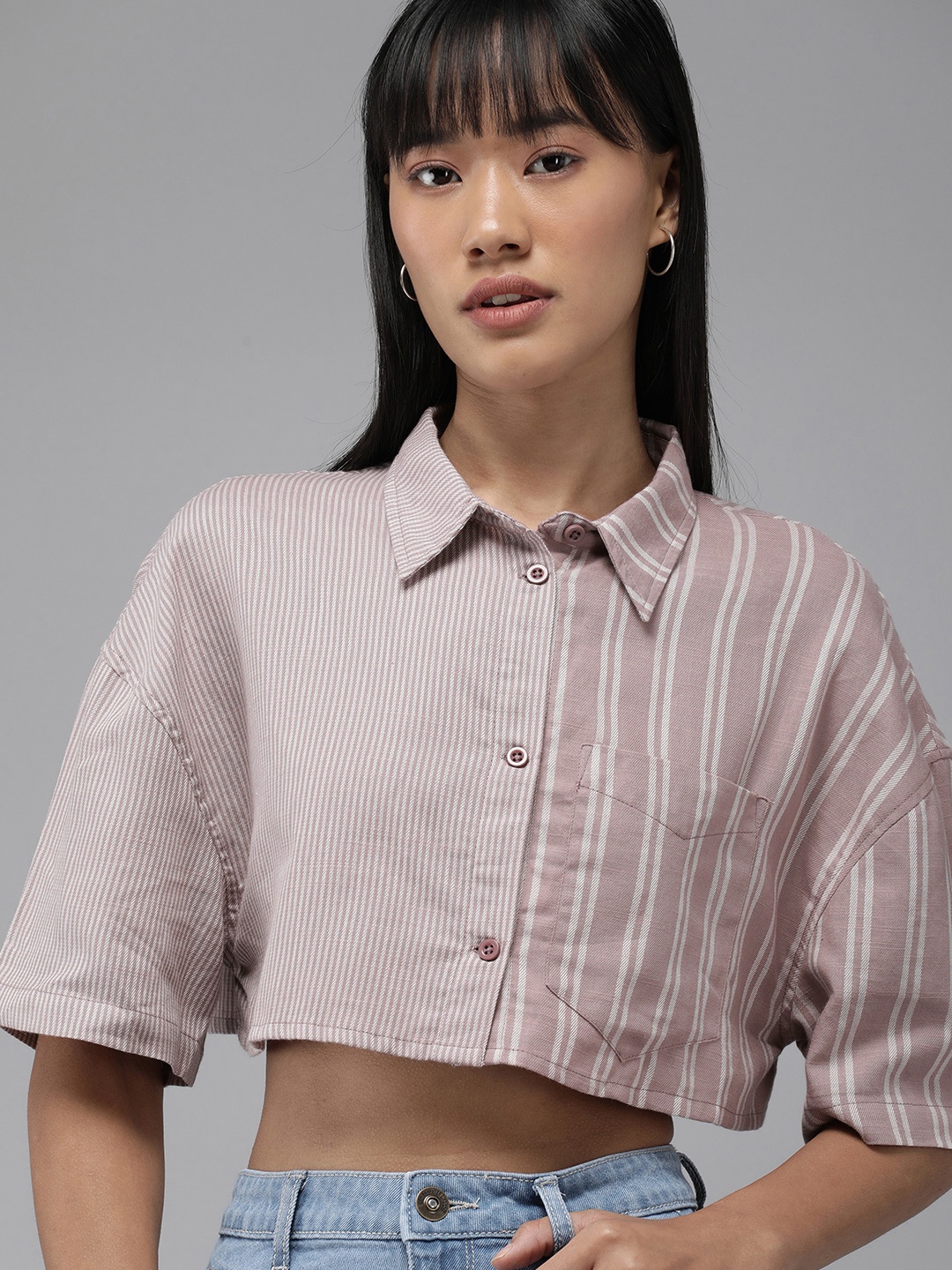 

The Roadster Life Co. Pure Cotton Striped Casual Shirt, Mauve