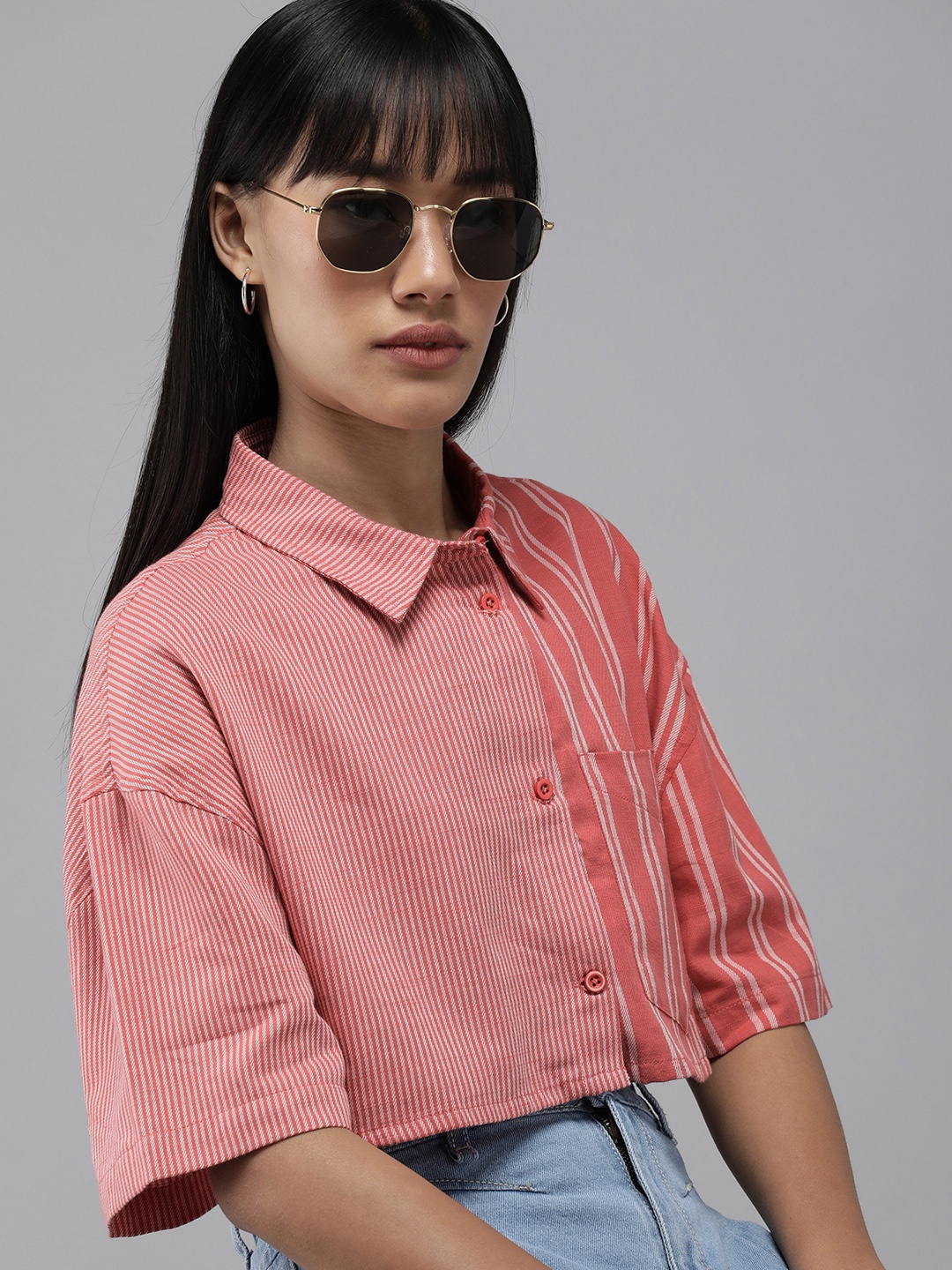 

The Roadster Life Co. Pure Cotton Striped Casual Shirt, Rose