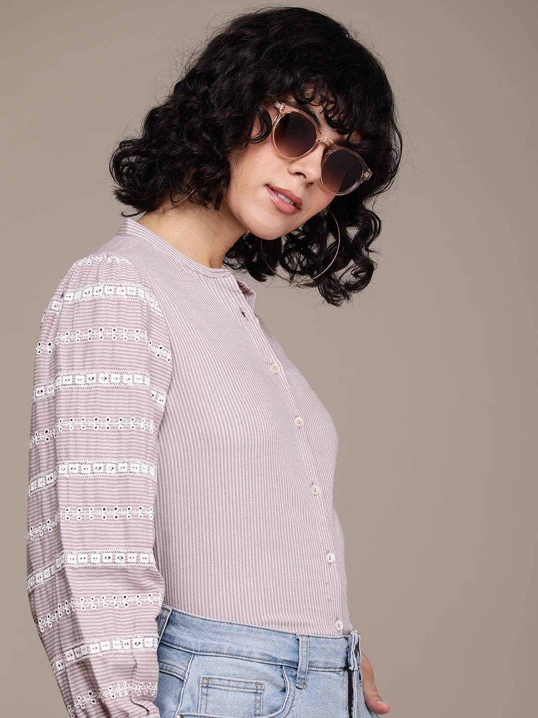 

The Roadster Lifestyle Co. Pure Cotton Striped Casual Shirt, Mauve