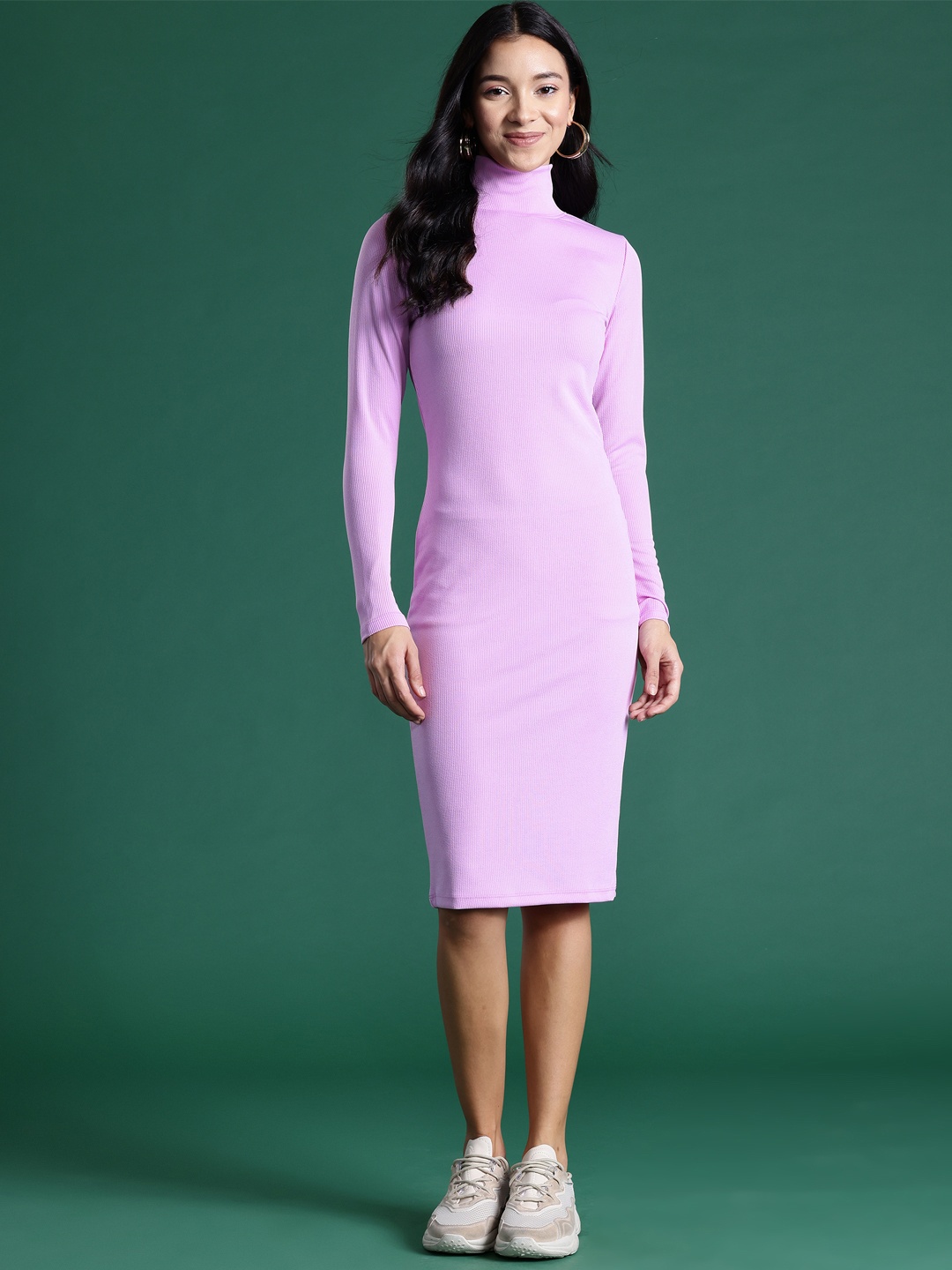 

DressBerry Ribbed Bodycon Midi Dress, Lavender