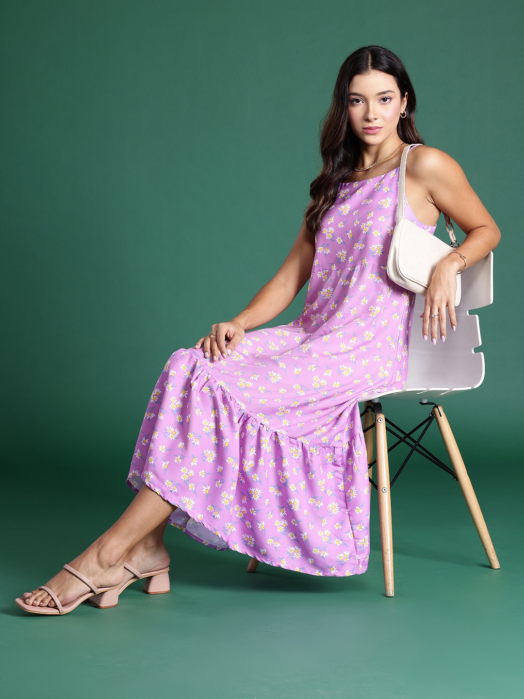 

DressBerry Floral Print A-Line Midi Dress, Lavender