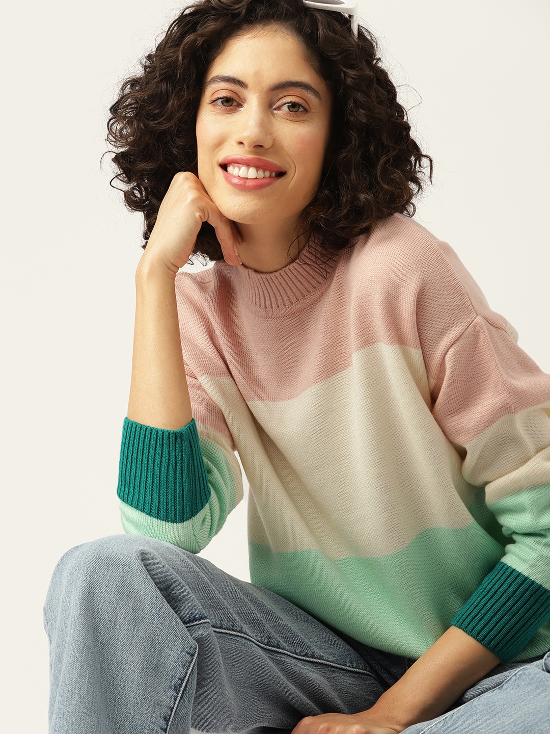 

Mast & Harbour Striped Pullover, Peach