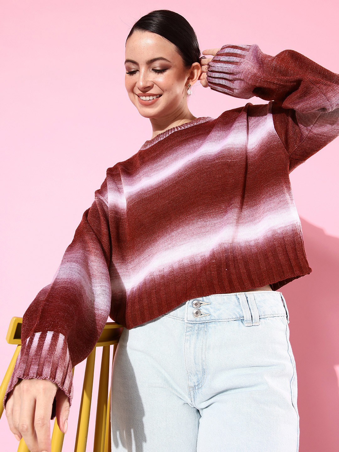 

Mast & Harbour Self Designed Acrylic Striped Pullover, Brown