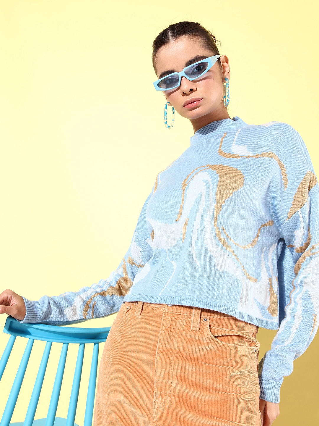 

Mast & Harbour Self Design December-Frosty Winters-DIY Pullover Sweaters, Blue