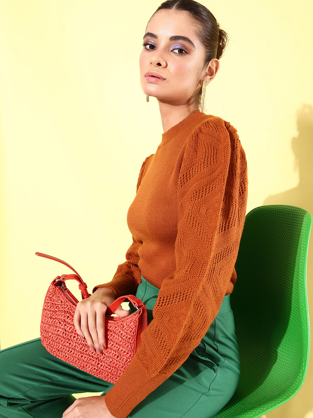 

Mast & Harbour November-Winter Discotheque-Party Bustier Pullover Sweaters, Brown