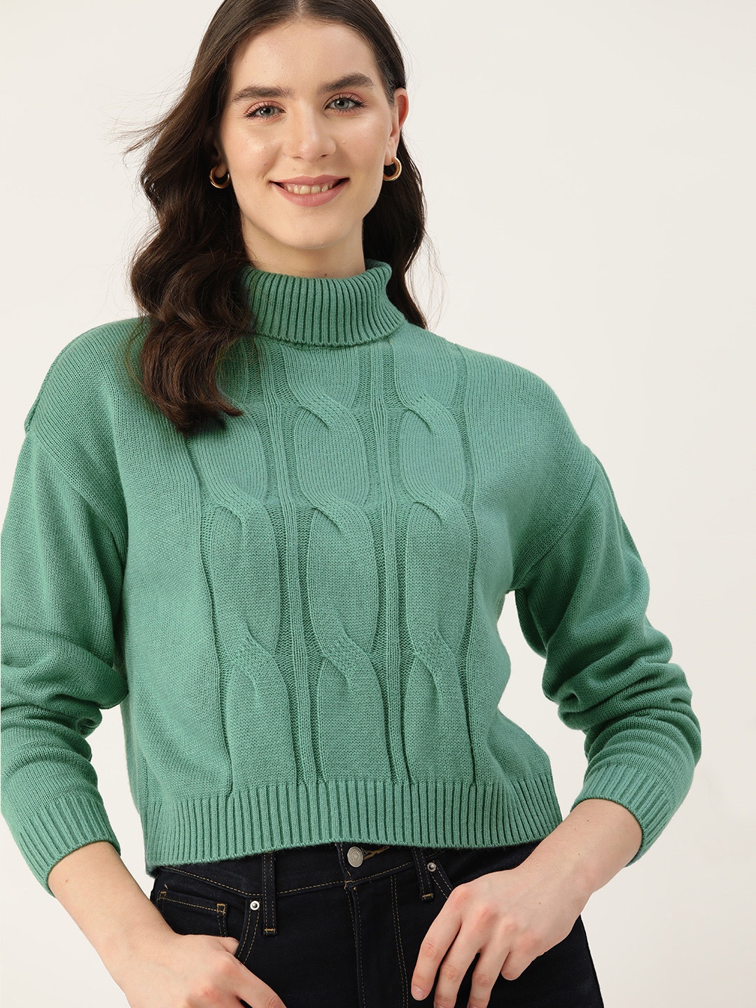 

Mast & Harbour Acrylic Cable Knit Pullover, Blue