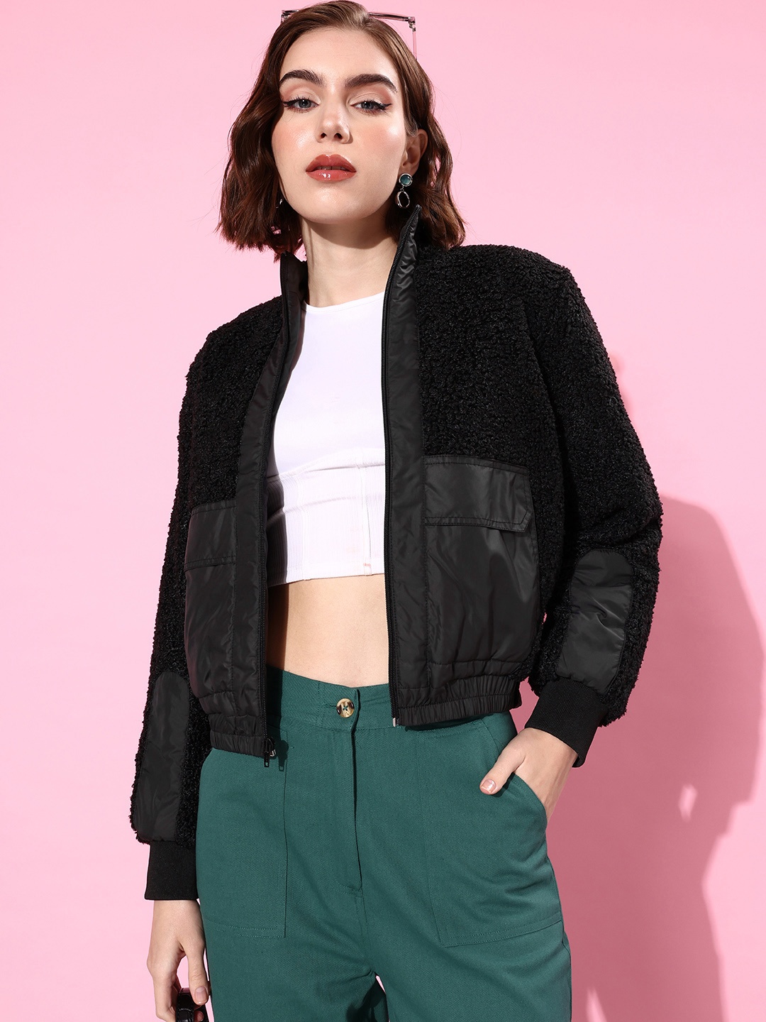 

Mast & Harbour Self Design Mock-Collar Tailored Jacket, Black