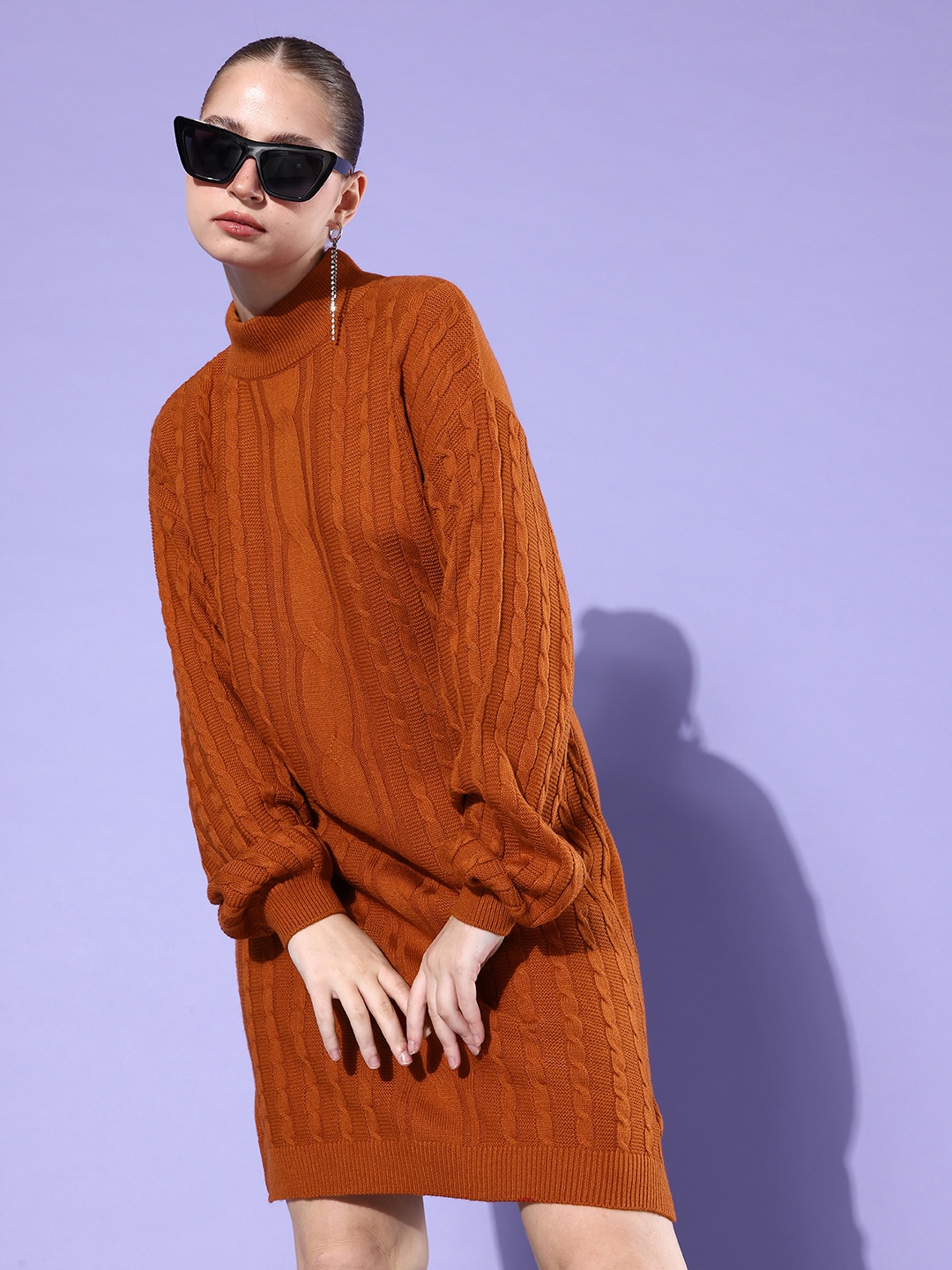 

Mast & Harbour Self Design Winter Discotheque-Party Bustier Jumper Dress, Rust