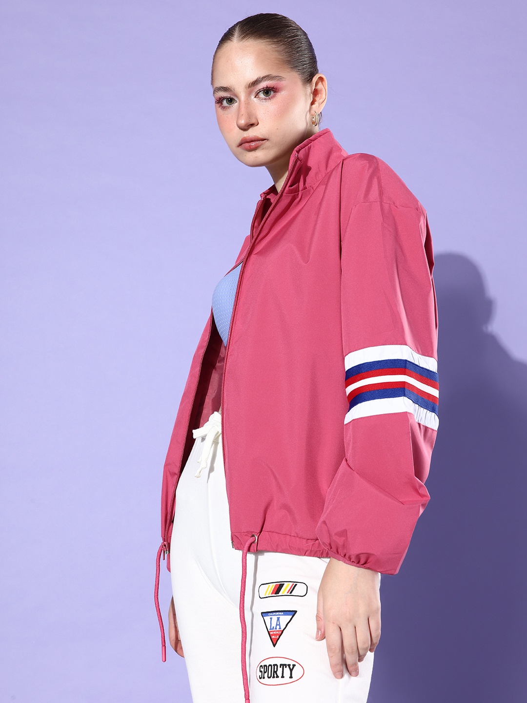 

Mast & Harbour Solid Mock Collar Tailored Jacket, Pink