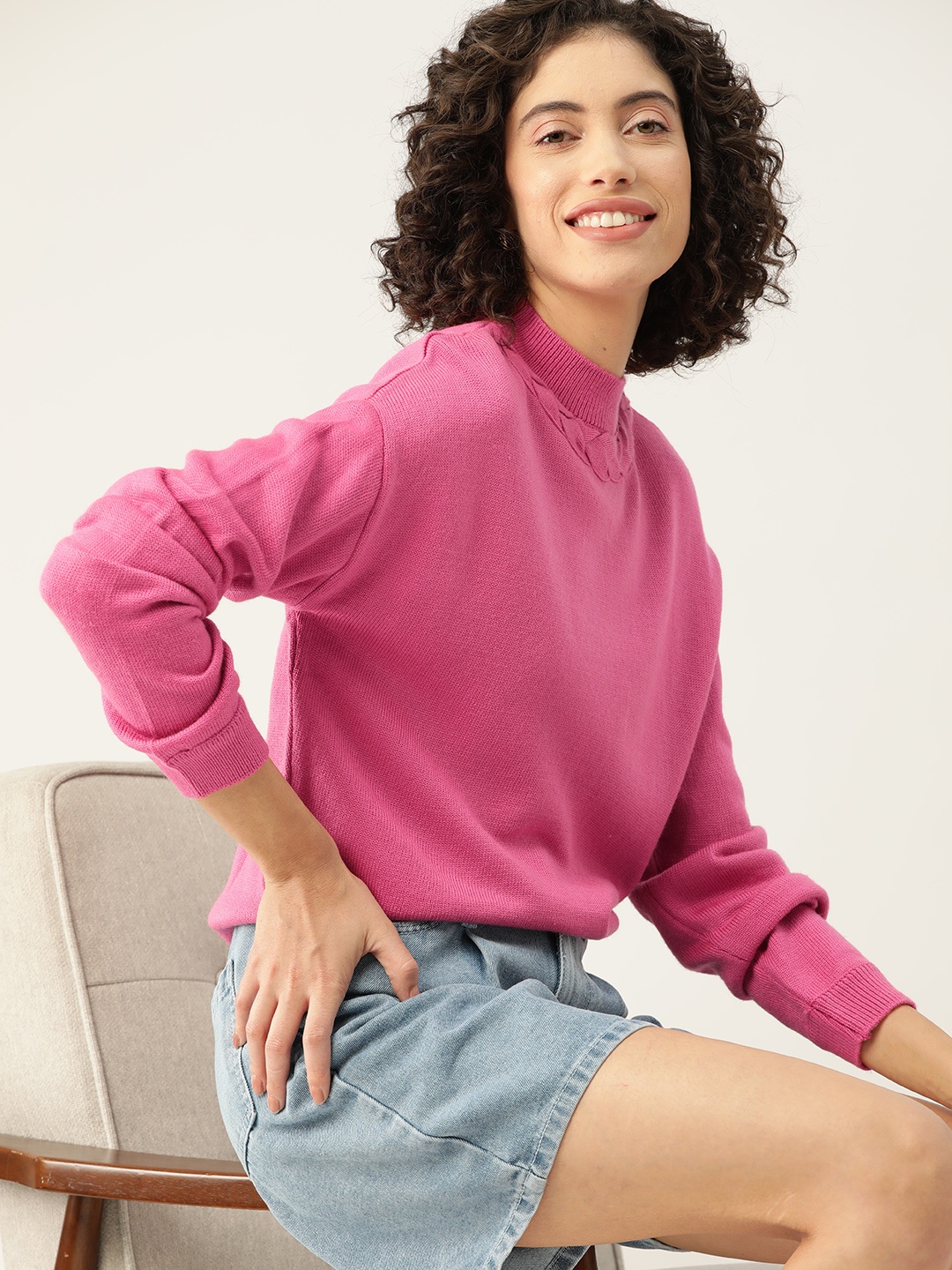 

Mast & Harbour Women Solid Pullover, Pink