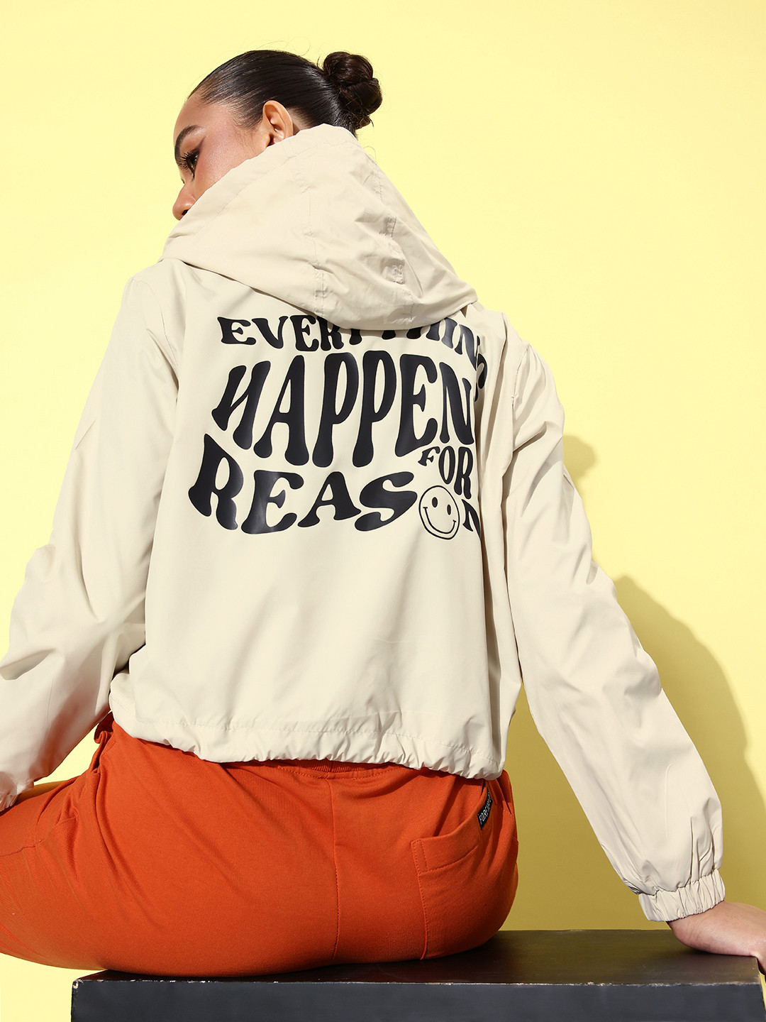 

Mast & Harbour Typography Printed Sporty Jacket, Beige