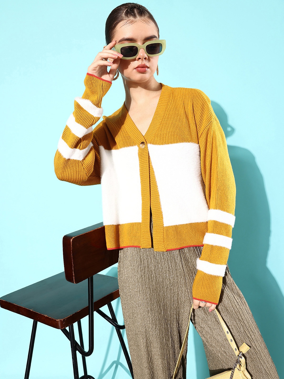 

Mast & Harbour Colourblocked Cardigan, Mustard