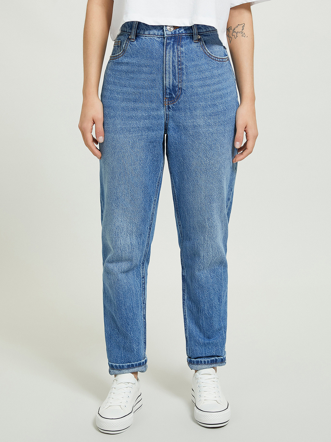 

ALCOTT Cotton High-Rise Light Fade Jeans, Blue