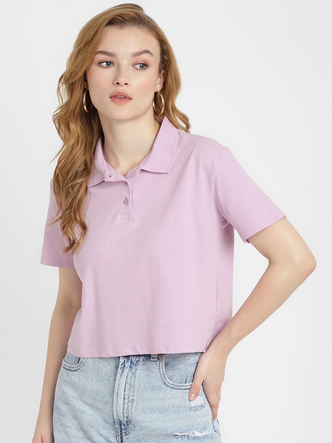 

ALCOTT Polo Collar Pure Cotton T-shirt, Lavender