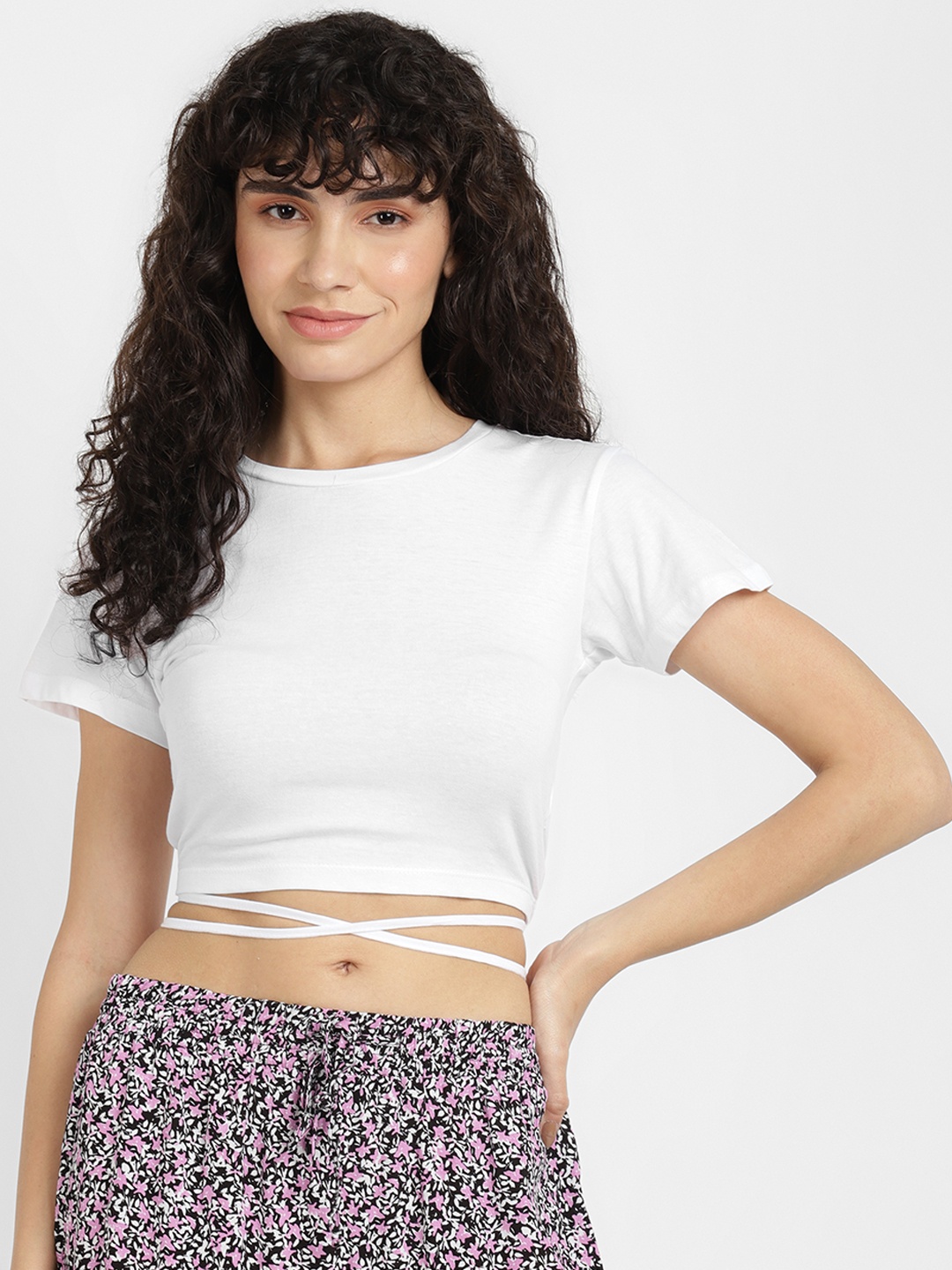 

ALCOTT Pure Cotton Tie-Up Detail Crop Top, White