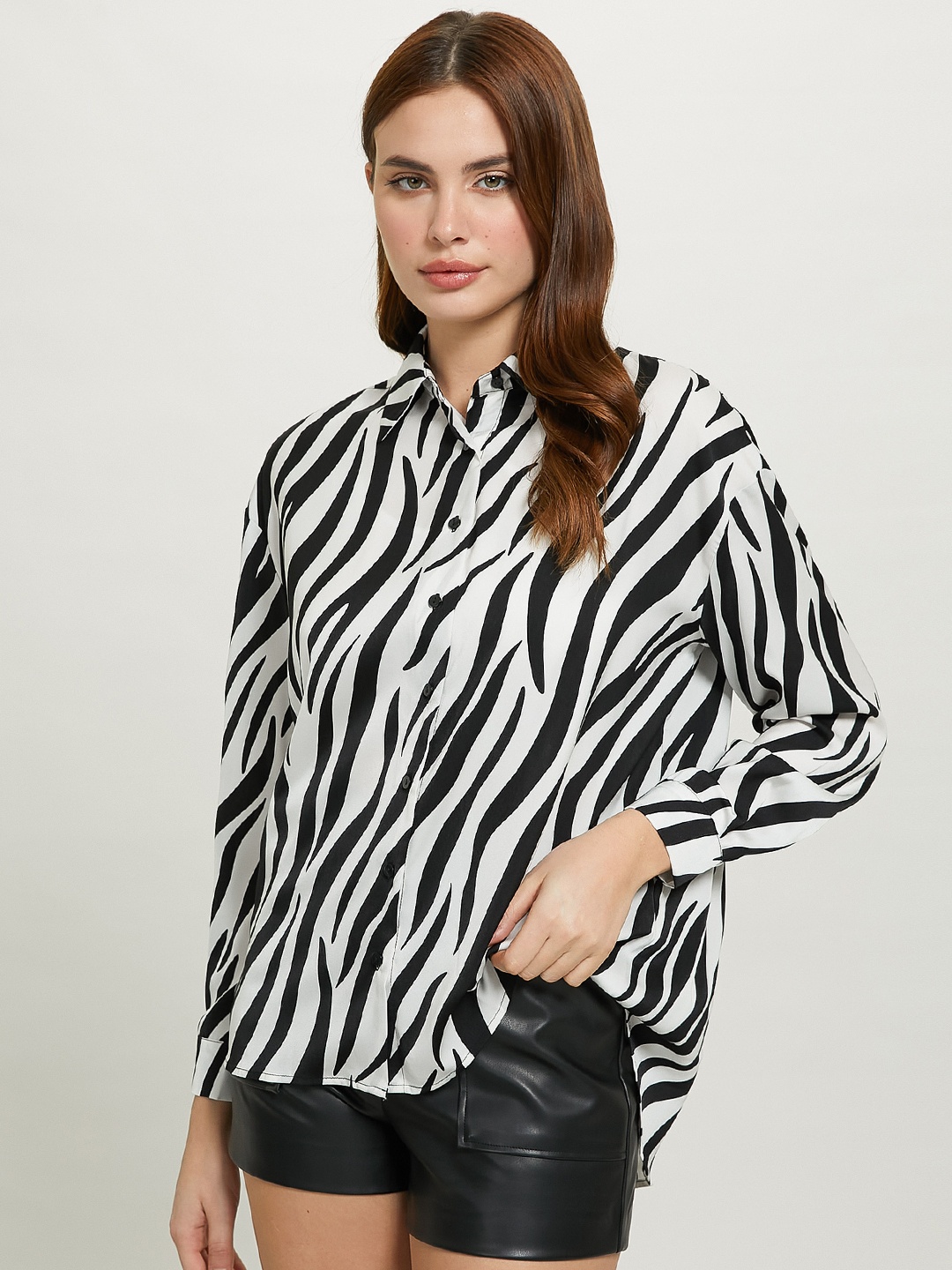 

ALCOTT Women Animal Print Shirt, Black