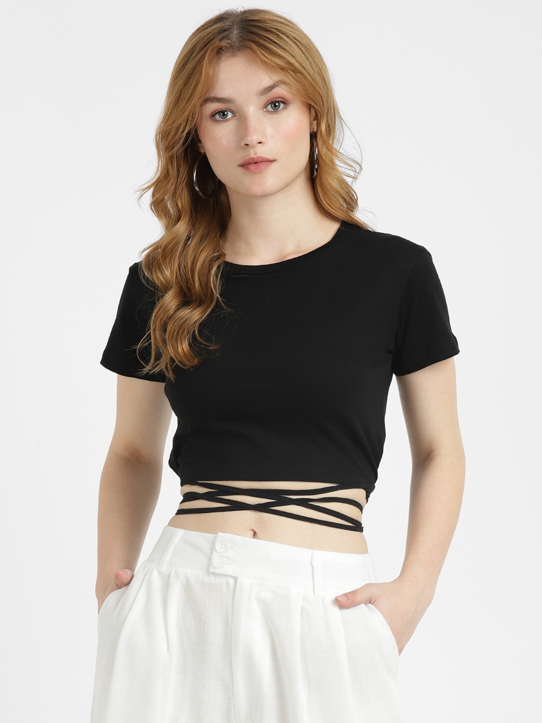 ALCOTT Pure Cotton Crop Top, Black