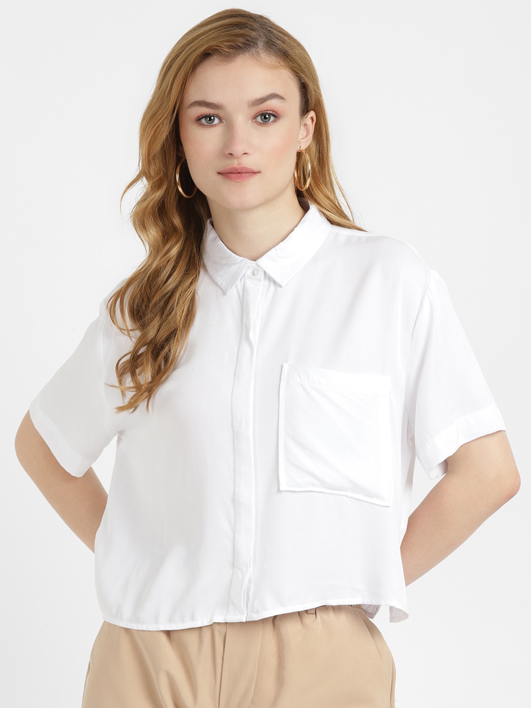 

ALCOTT Spread Collar Boxy Fit Casual Shirt, White