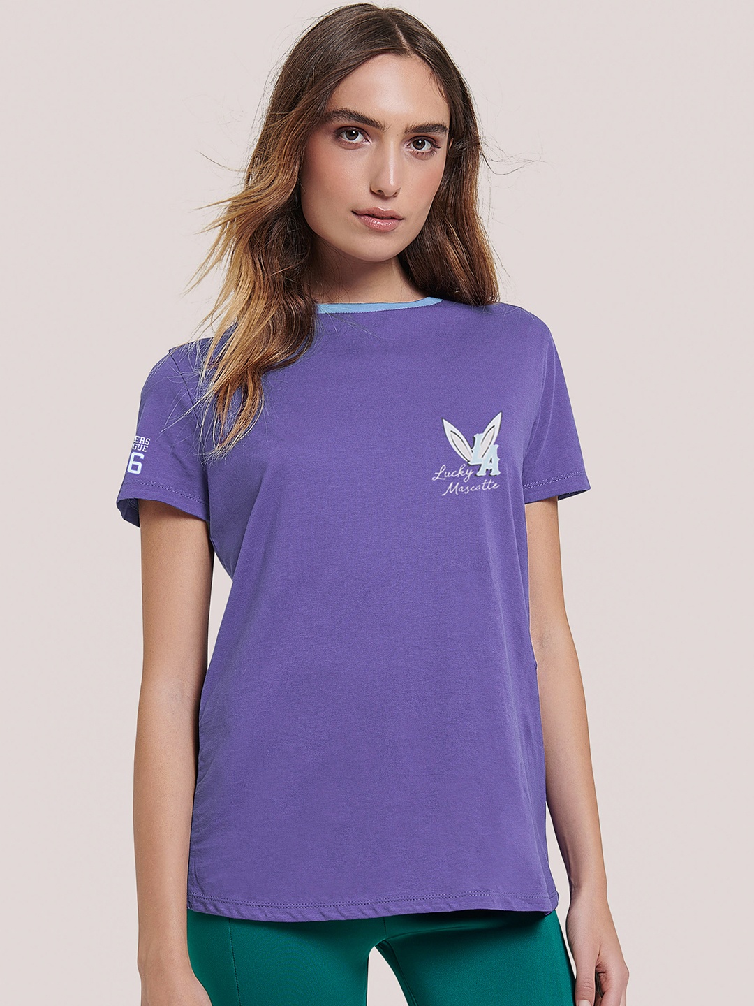 

ALCOTT Printed Pure Cotton T-shirt, Violet