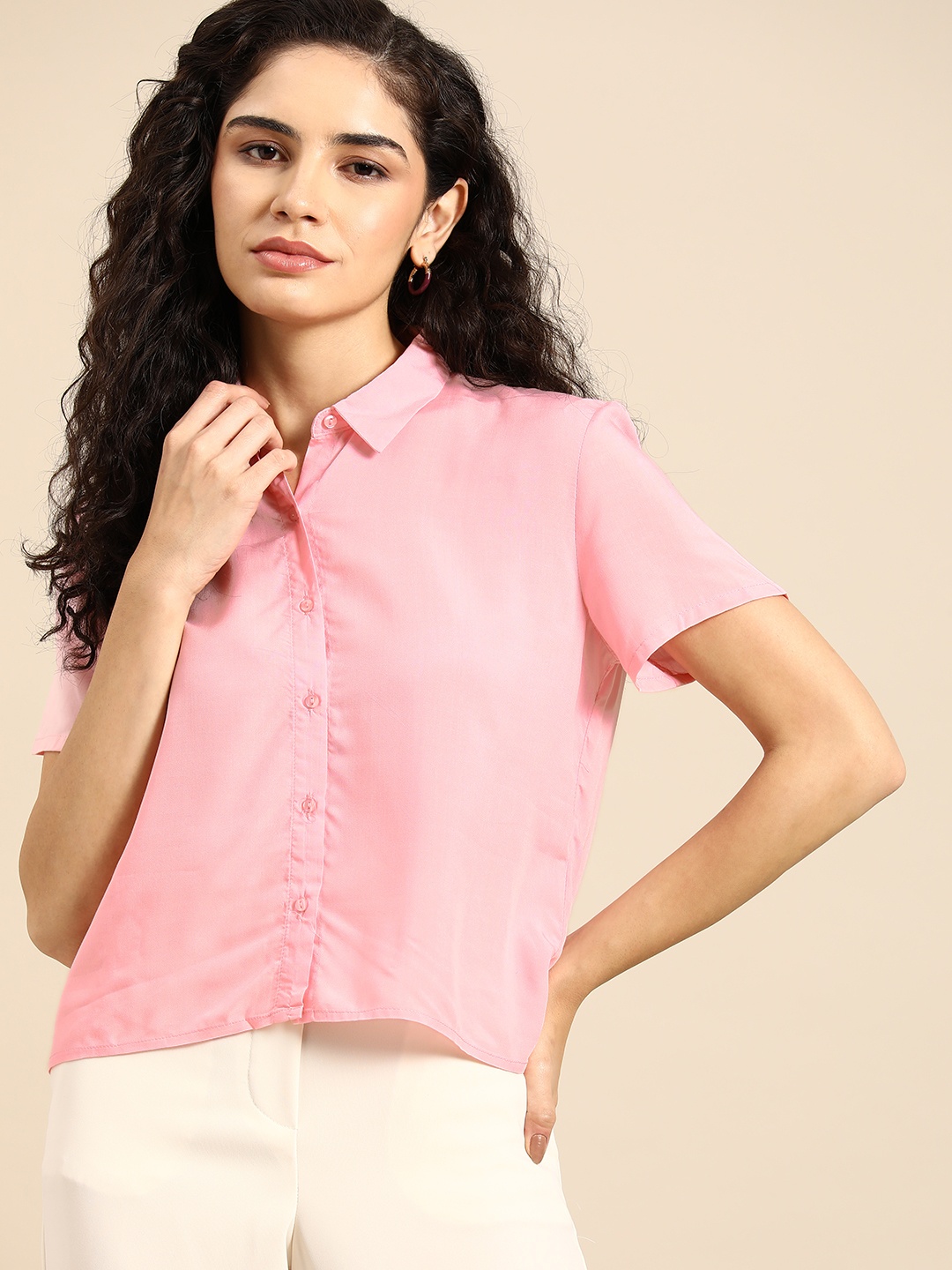 

ALCOTT Spread Collar Regular Fit Casual Shirt, Pink