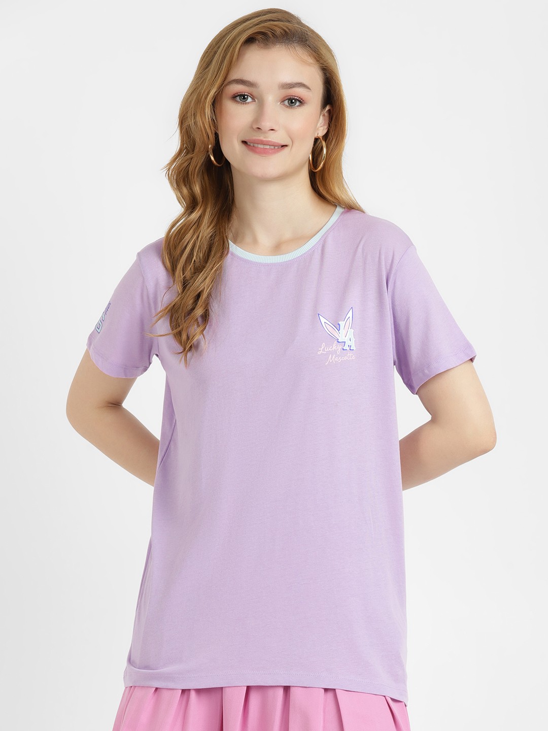 

ALCOTT Printed Pure Cotton T-shirt, Lavender