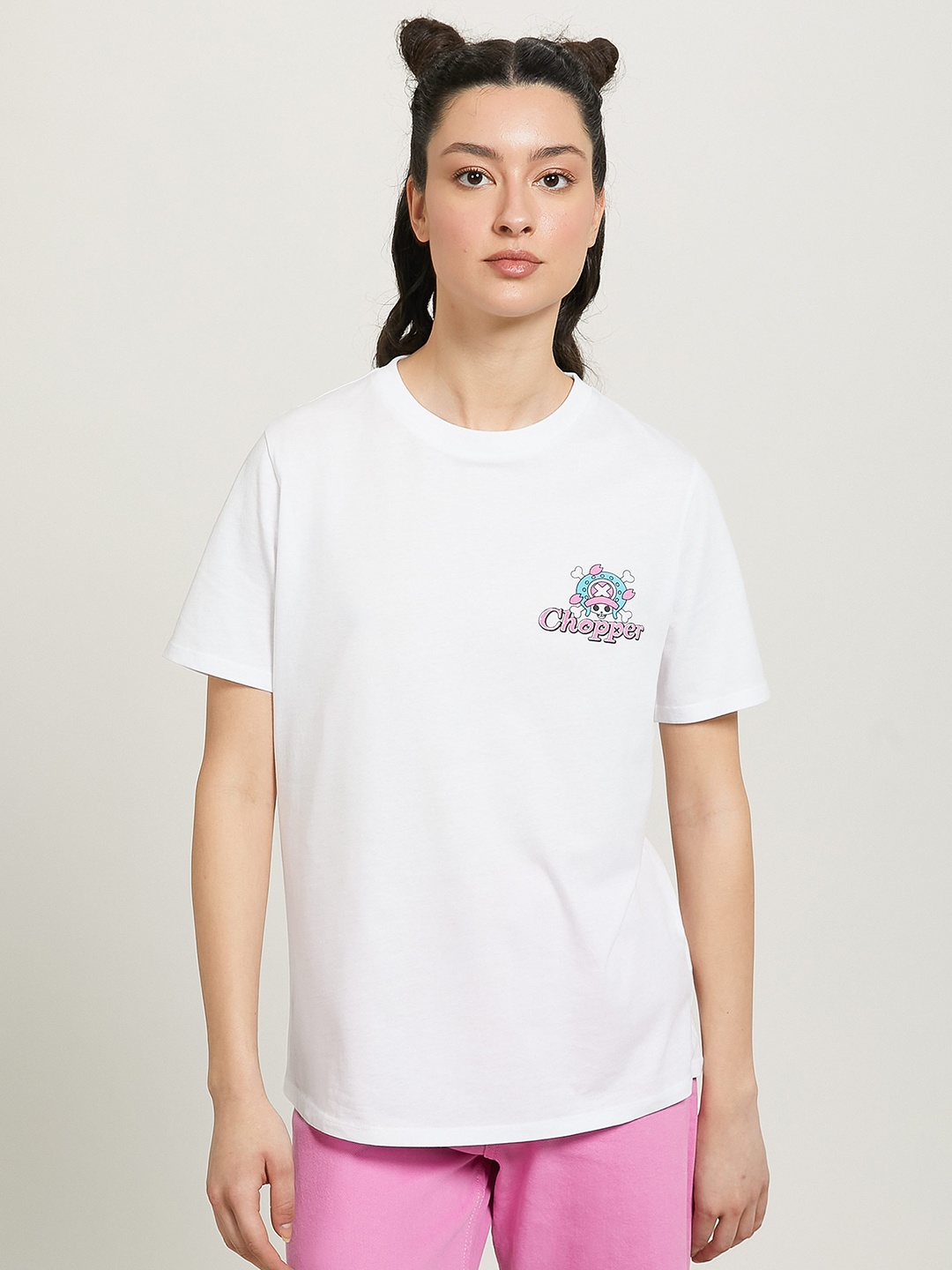 

ALCOTT Relaxed Fit One Piece Printed Pure Cotton T-shirt, White