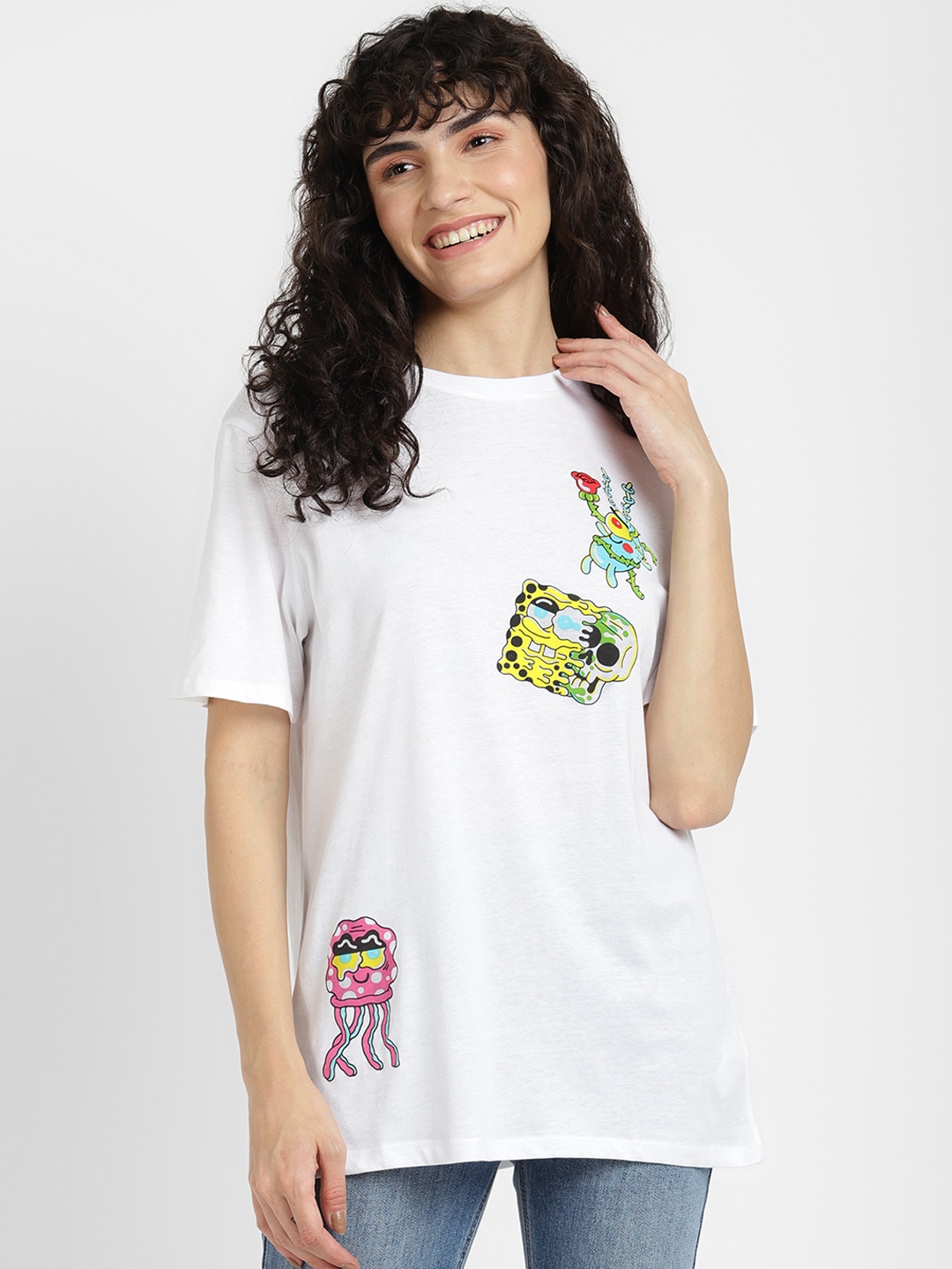 

ALCOTT SpongeBob SquarePants Printed Pure Cotton T-shirt, White