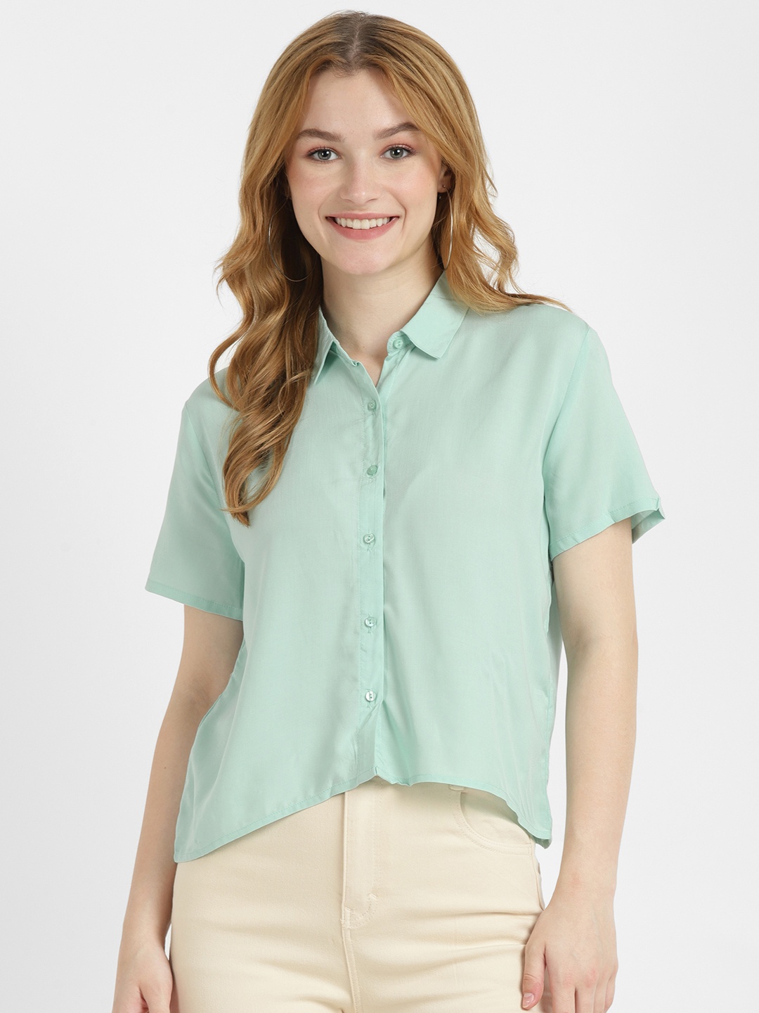 

ALCOTT Spread Collar Regular Fit Casual Shirt, Green