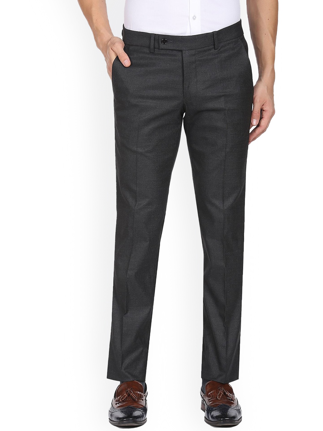 

AD By Arvind Men Mid-Rise Twill Formal Trousers, Black